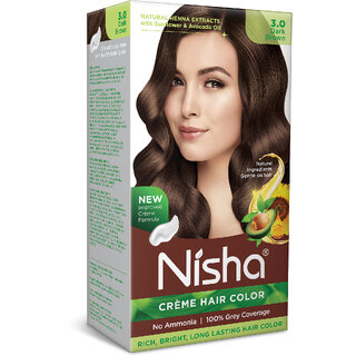 Nisha Creme Hair Color 3 DARK BROWN , DARK BROWN 3