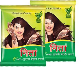 Neeta Natural Mehendi /Henna Powder for Hair Colour & Mehndi Design 150 gm (Pack Of 2) , Natural Brown
