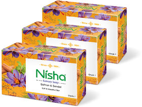 Nisha Saffron and Sandal Bathing Soap For Glowing Skin Beauty Pack Of 3 (3 x 100 g)