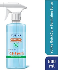 Yutika Naturals QuickCare Sanitizing Spray with 70% Alcohol Sanitizer Spray Pump Dispenser (500 ml)