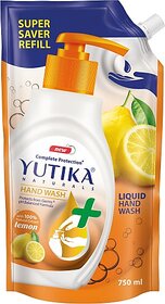 Yutika Complete Germ Protection Handwash Enriched with Moisturizers and a pH Balanced Formula Comes with Lemon Fragrance Liquid Soap Refill Hand Wash Refill Pouch (750 ml)