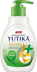 Yutika Naturals Hand Wash Complete Protection 100% Natural Extract for Hand Hygiene Protect from Germs pH Balanced Formula Neem 200ml Pack of 2 Hand Wash Bottle + Refill (2 x 100 ml)