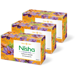 Nisha Saffron and Sandal Bathing Soap For Glowing Skin Beauty Pack Of 3 (3 x 100 g)