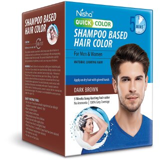Nisha Shampoo hair colour dark brown for women 20ML Each Sachet (10 Sachet in 1 Box) , Dark Brown