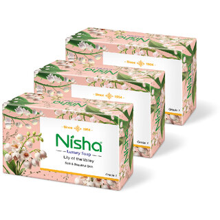 Nisha Luxury Soap Bar Lily of The Valley for Soft & Beautiful Skin 100g Each Pack of 3 (3 x 33.33 g)