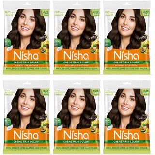 Nisha No Ammonia Permanent Creme Hair Color , Black Brown , Black Brown