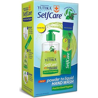 Yutika Naturals Complete Protection Selfcare Powder to Liquid Hand Wash Refill + Empty Bottle 10 Sachets 10gm each Hand Wash Bottle + Refill (10 x 20 ml)