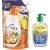 Yutika Naturals Complete Protection 750ml Lemon Hand Wash Comes With 200ml Instant Kills Germs Without Water Non Sticky & Safe Hand Sanitizer Pump + Refill (2 x 475 ml)