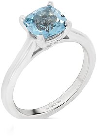 Blue Topaz ring natural gemstone silver plated ring for women  girls