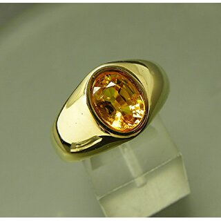 5.25 carat Yellow Sapphire/Pukhraj Ring Natural  Certified stone Gold Plated Ring for Unisex