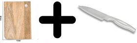 ONBV Acacia Wood Chopping Board 10x7 with Chef Knife Small Premium High-Stainless Steel Knife Set, 2-Pieces, Silver Use