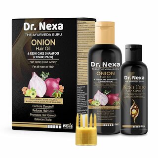 Dr. Nexa Onion Hair Oil With Kesh Care Shampoo Ultimate Hair Care Kit (Shampoo(100ml) + Hair Oil(200ml))- Net Vol (2 Ite