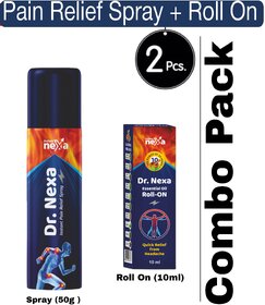 Dr. nexa pain releif combo pack of 2  Dr. Nexa Instant Pain Relief Spray (71.4 ml) + Dr. Nexa Roll On (10 ml) for insta