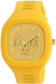 Yellow Dial Analog Silicon Strap Addi Stylish Designer Analog Watch - For Boys