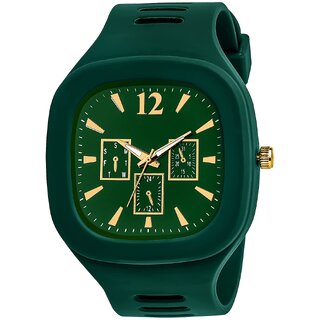 Green Dial Analog Silicon Strap Addi Stylish Designer Analog Watch - For Boys