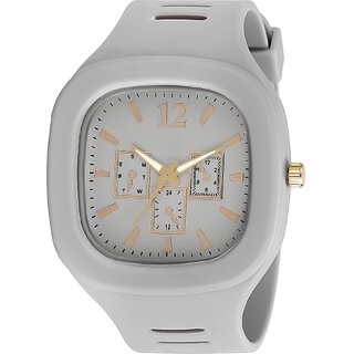 Grey Dial Analog Silicon Strap Addi Stylish Designer Analog Watch - For Boys
