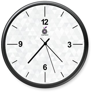 Homeberry- 26cm x 26cm Plastic & Glass Wall Clock - Triangle/ Diamond (Geometrical Design, Grey- White with Black Frame)