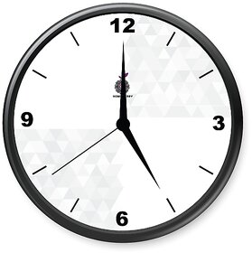Homeberry- 26cm x 26cm Plastic & Glass Wall Clock - Triangle/ Diamond (Geometrical Design, Grey- White with Black Frame)
