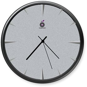 Homeberry- 26cm x 26cm Plastic & Glass Wall Clock - Cemented Wall(Solid Grey with Black Frame)