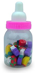 Shoplorry Erasers In Milk Container Bottle Non-Toxic Eraser (Set Of 1, Multicolor)