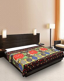 Global Gifts Floral Double Dohar For  Mild Winter (Microfiber, Stunning Red, Attractive Blue)