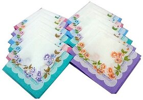 Global Gifts Set Of 24 Beautiful Hanndkerchief Multicolor Handkerchief (Pack Of 24)