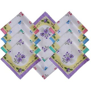 Global Gifts Premium Cotton 12 Piece Hanky Set Multicolor Cloth Napkins (12 Sheets)