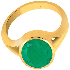 prateek enterprises natural and certified emerald gold plated adjustable ring