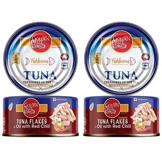 Golden Prize Tuna Sandwich Flakes in Oil with Red Chili 185Gms Each - Pack of 2 Units
