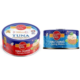 Golden Prize Combo - 1 x Tuna Chunk in Tomato Sauce and 1 x Tuna Chunk in Springwater (2 x 185gms Each)