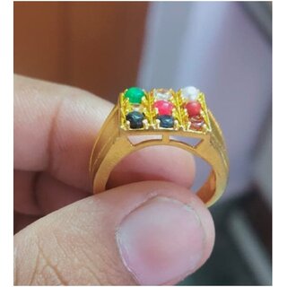 JAIPUR GEMSTONE-100 Natural And AAA+ Certified Navratna Ring For Men With Lab Certificate Regular Size
