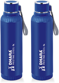 Quench 900 Inner Steel and Outer Plastic Water Bottle, 700ml, Blue  BPA Free  Leak Proof  Office Bottle ( pack of 2 )