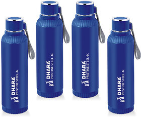 Quench 900 Inner Steel and Outer Plastic Water Bottle, 700ml, Blue  BPA Free  Leak Proof  Office Bottle ( pack of 4 )
