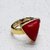Trikona Coral Moonga Stone Panchdhatu Adjustable Ring for Unisex brass  goldPlated Ring