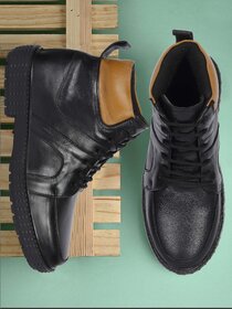 Shoeson Mens Black Lace-up Leather Boot