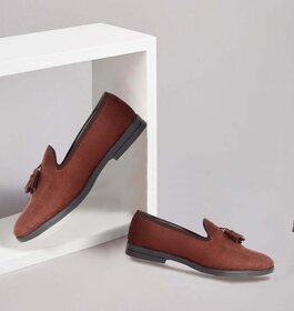 Shoeson Mens Brown Lace-up Suede Leather Casual Loafer