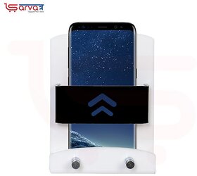 Sarvatr Acrylic Single Mobile Stand with Key holder Charging Holder Wall Mounted