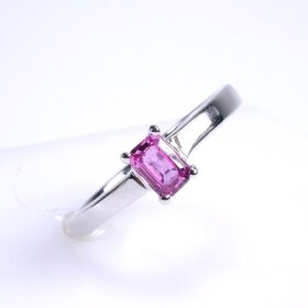 Pink sapphire Stone Ring Natural Lab Certified for unisex Stone Sapphire slver Plated Ring