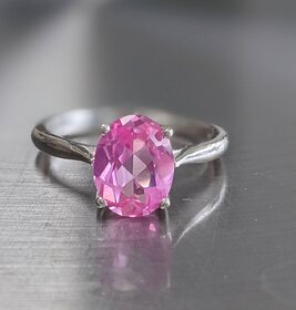 PINK SAPPHIRE RING silver PLATED Ring adjustable ring