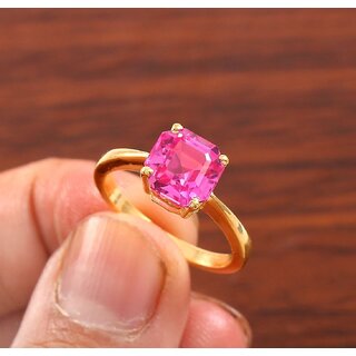 Pink sapphire Stone Ring Natural Lab Certified for unisex Stone Sapphire Gold Plated Ring