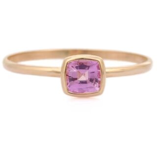 RATAN BAZAAR- 100 Original pink sapphire gemstone gold plated adjustable Ring for astrology purpose