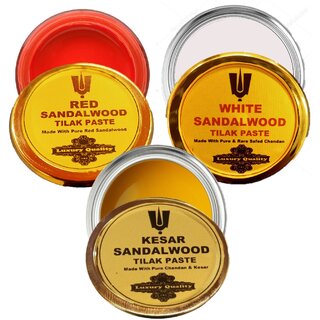 Red Sandalwood + White Sandalwood + Kesar Chandan (Luxury Quality) Tilak Paste