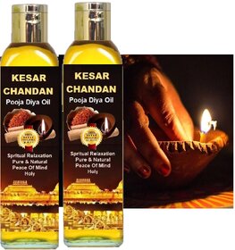 Pack Of 2 Kesar Chandan Diya Oil for Puja, 100 Premium for Pooja Oil