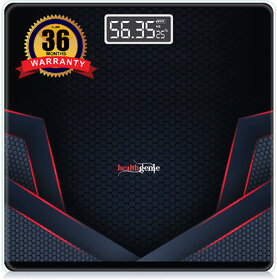 Healthgenie Digital Weight Machine Thick Tempered Glass LCD Display With 3 Years Warranty Weighing Scale( Sporty Red)