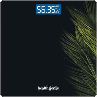 Healthgenie Digital Weight Machine Thick Tempered Glass LCD Display With( Black Fern)