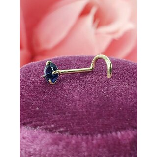 Blue Sapphire gemstone gold Plated brass Nose Stud for women