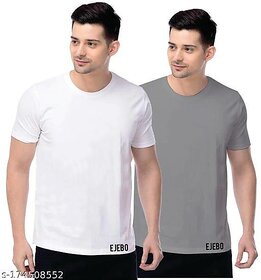 Men's Solid Plain Round Neck Tshirt (Pack of 2)