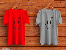 Viaan Trending  Grey, White Printed T-shirt For Men (Pack of 2)