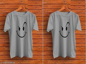 Viaan Trending Grey Printed T-shirt For Men (Pack of 2)