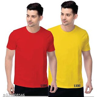 Men's Solid Plain Round Neck Tshirt (Pack of 2)